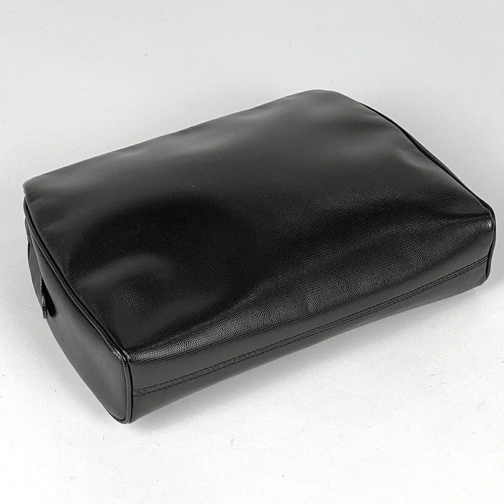 Celine Circle Black Leather Bag Clutch Logo Shoulder